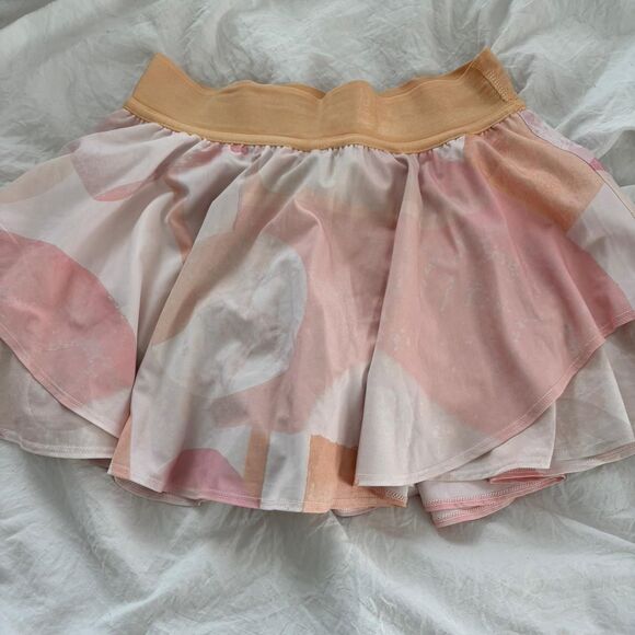 LULULEMON Small Pink Orange White Flowy Women's Tennis Skirt Exclusive Color - Picture 2 of 2